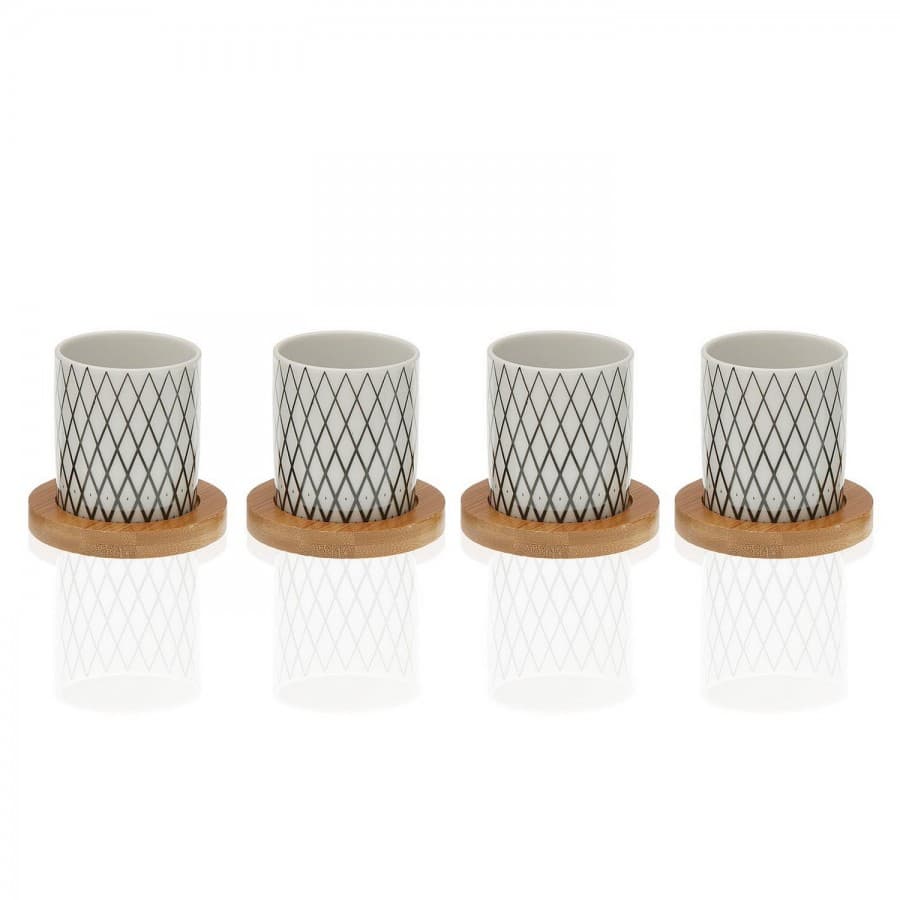 Set med kaffekoppar Versa Porslin Bambu (4 Delar) (5,5 x 6 x 5,5 cm)