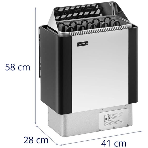 Uniprodo Bastuaggregat - 8 kW - 30 till 110 °C - lock av rostfritt stål
