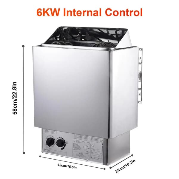 Elektrisk Saunaovn, 6KW Effekt, Kompakt Design,Blå