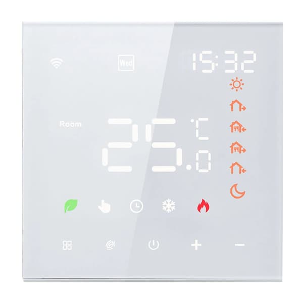 Smart termostat, WiFi-anslutning, röststyrning, LCD-pekskärm,3A Värme av vatten
