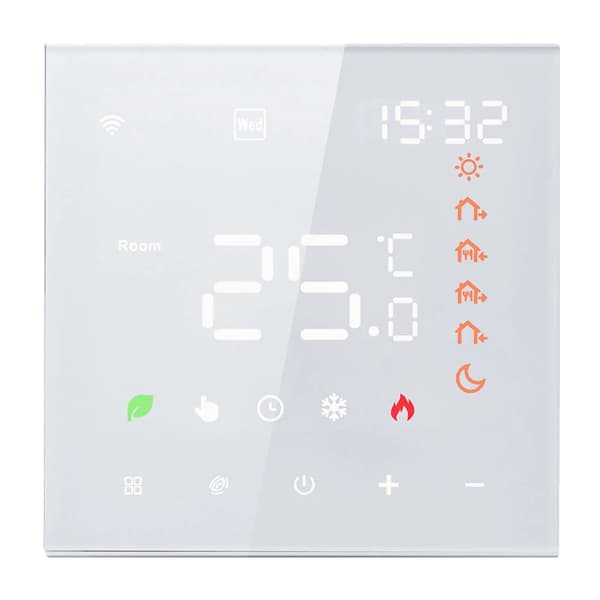 Smart termostat, WiFi-anslutning, röststyrning, LCD-pekskärm,3A Värme av vatten