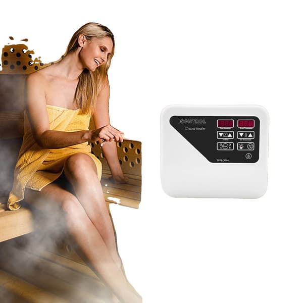 Sauna Digital Controller, Vægmonteret Design, 3-9KW Kompatibilitet, Temperaturinterval 40-105℃,HVID