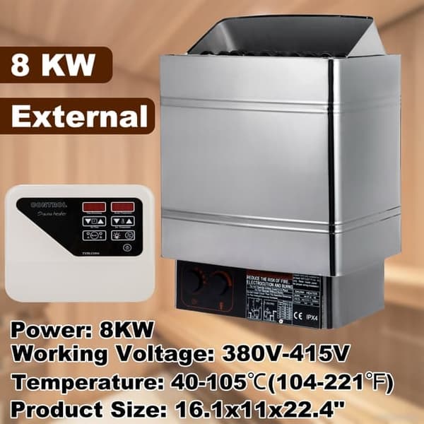 6KW Saunan Kiuas - 430 Teräs Kuori, 316 Kierre, Aika- & Lämpötila-asetukset