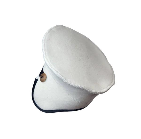Bastuhatt i 100 % ullfilt broderad "Captain of Sauna" för att skydda ditt huvud från värmen