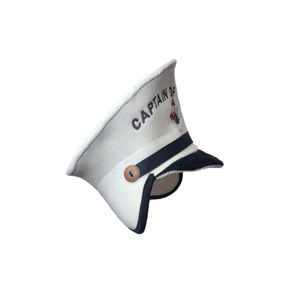 Bastuhatt i 100 % ullfilt broderad "Captain of Sauna" för att skydda ditt huvud från värmen