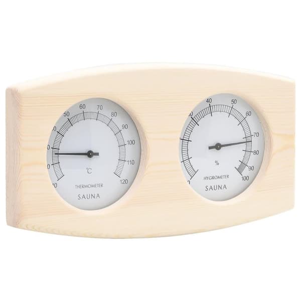 vidaXL 2-i-1 Bastutermometer & hygrometer sandur set massiv furu