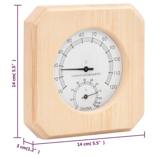 vidaXL 2-i-1 Hygrometer og timeglass til badstue heltre furu