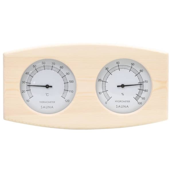 vidaXL 2-i-1 Bastutermometer & hygrometer sandur set massiv furu -  Bastutillbehör
