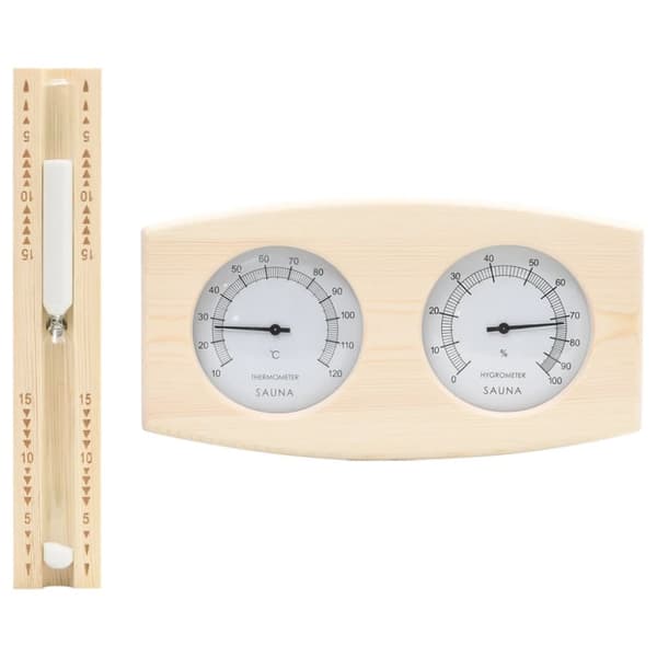 vidaXL 2-i-1 Bastutermometer & hygrometer sandur set massiv furu -  Bastutillbehör