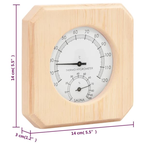 The Living Store 2-i-1 Bastutermometer & hygrometer sandur set massiv furu -  Bastutillbehör