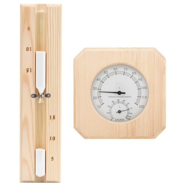 The Living Store 2-i-1 Bastutermometer & hygrometer sandur set massiv furu -  Bastutillbehör