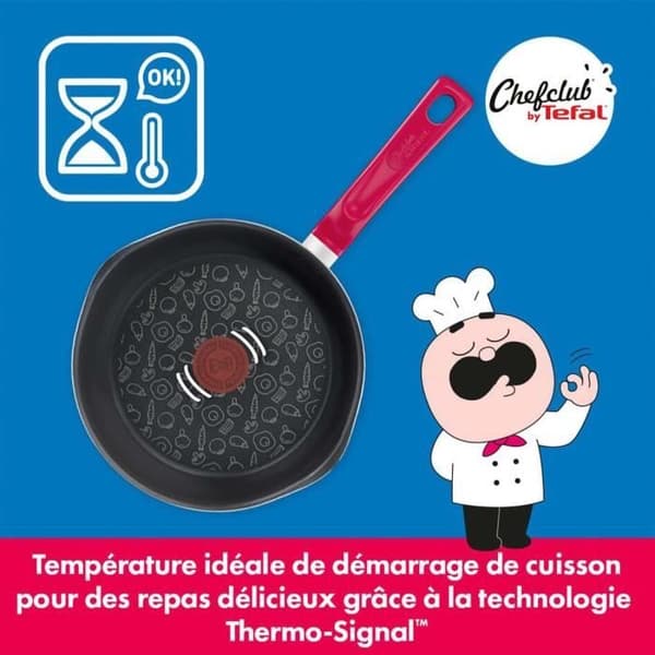CHEFCLUB BY TEFAL G8061704 Djup stekpanna 22 cm hallonröd - Non-stick beläggning - Alla värmekällor inklusive induktion.