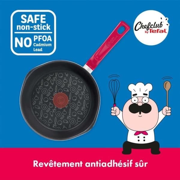 CHEFCLUB BY TEFAL G8061704 Djup stekpanna 22 cm hallonröd - Non-stick beläggning - Alla värmekällor inklusive induktion.