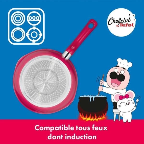 CHEFCLUB BY TEFAL G8061704 Djup stekpanna 22 cm hallonröd - Non-stick beläggning - Alla värmekällor inklusive induktion.