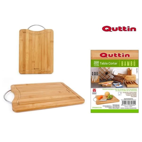 Quttin bamboe snijplank klein med handvat 27 x 20 x 1,5 cm