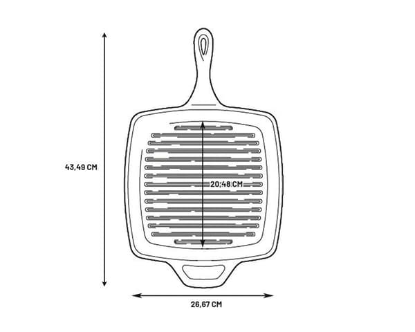 LODGE fyrkantig grillpanna i naturligt gjutjärn 26x26cm - Alla värmekällor inklusive induktion - Tillverkad i USA - PFAs fri