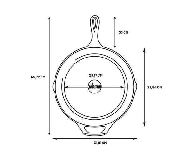 Lodge | Naturlig gjutjärn stekpanna 30cm | Alla värmekällor inklusive ugn, induktion, bbq | Tillverkad i USA | PFA fri