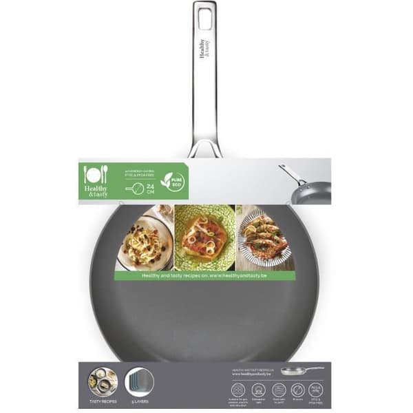 HALTHY & SMY HT2002 Keramisk stekpanna - Diameter 24 cm - Non-stick beläggning utan PTFE eller AFPO - Lämplig för ugnar upp till 240°C