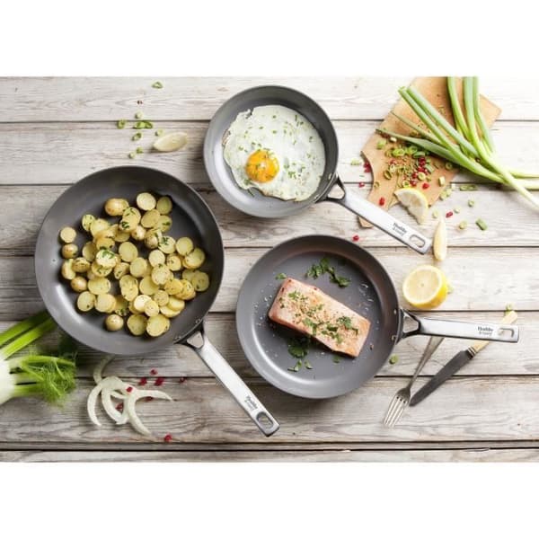 HALTHY & SMY HT2002 Keramisk stekpanna - Diameter 24 cm - Non-stick beläggning utan PTFE eller AFPO - Lämplig för ugnar upp till 240°C
