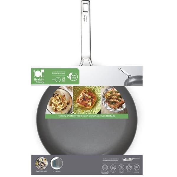 HALTHY &amp; SMY HT2002 Keramisk stekpanna - Diameter 28 cm - Non-stick beläggning utan PTFE eller AFPO - Lämplig för ugnar upp till 240°C