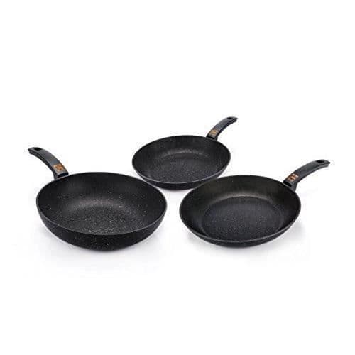Set med pannor - Alluflon - 20-24-28cm - Aluminium - Skifferbeläggning - Non-stick