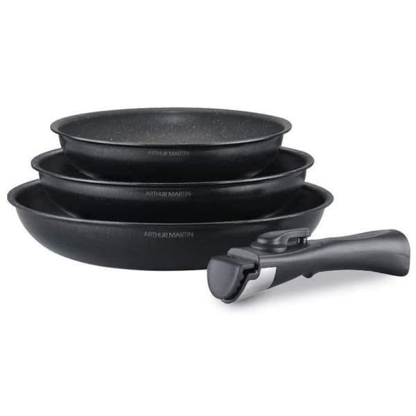 Stekpanna set - Arthur Martin - AM130B - 20-24-28 cm - Avtagbart handtag - Non-stick