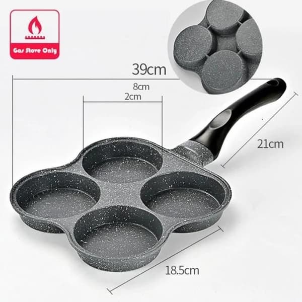 Stekt äggpanna - Mini - 4 hål - Non-stick - Lätt att rengöra - Induktionskompatibel