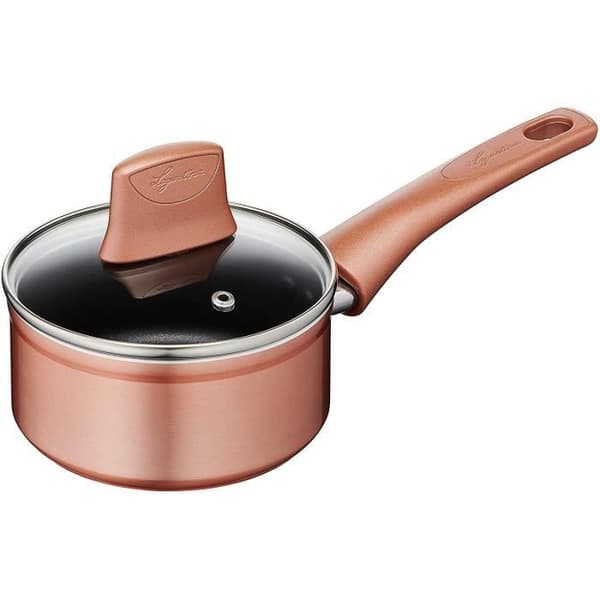 Lagostina Ramata Set av 8 kasseroller og stekepanner, ytre med kobbereffekt, non-stick aluminium, svart - 010255600008