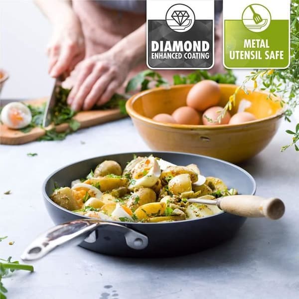 GreenPan non-stick keramisk stekpanna, giftfri - ugns- och diskmaskinssäker - 30 cm - Grå -