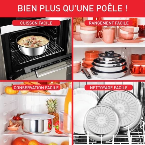 TEFAL INGENIO Preference Stekpanna 28 cm, Induktion, Non-stick beläggning, Rostfritt stål, Tillverkad i Frankrike L9730602
