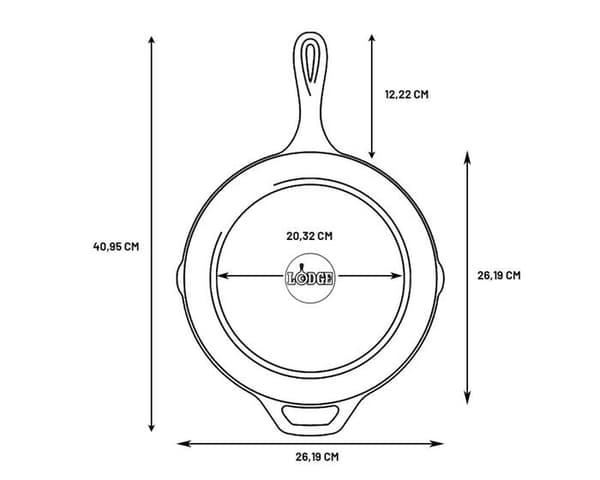 Stekpanna av naturligt gjutjärn - LODGE - 26cm - Kompatibel med alla värmekällor - Tillverkad i USA - PFAs fri