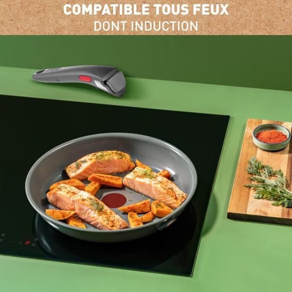 TEFAL INGENIO Renew Stekpanna 24 cm, Non-stick keramik, Återvunnen, Thermo-Signal™, Tillverkad i Frankrike L2600402