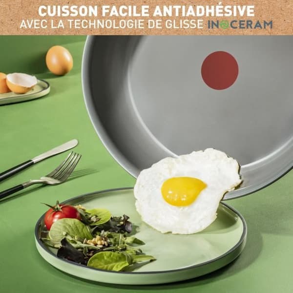 TEFAL INGENIO Renew Stekpanna 24 cm, Non-stick keramik, Återvunnen, Thermo-Signal™, Tillverkad i Frankrike L2600402