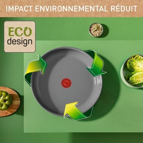 TEFAL INGENIO Renew Stekpanna 24 cm, Non-stick keramik, Återvunnen, Thermo-Signal™, Tillverkad i Frankrike L2600402