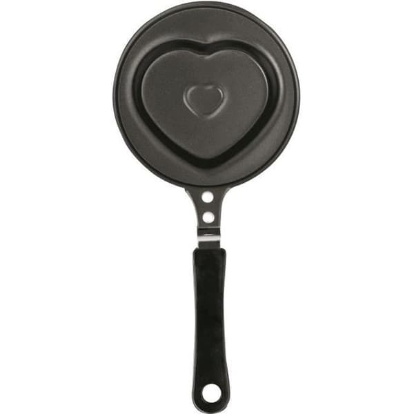 MINI NON-STICK STÅLFÄKT 12 CM. INRE HJÄRTMÖNSTER. BAKELIT HANDTAG. ALLA BRÄNDER INKLUSIVE INDUKTION.. GÅR TILL