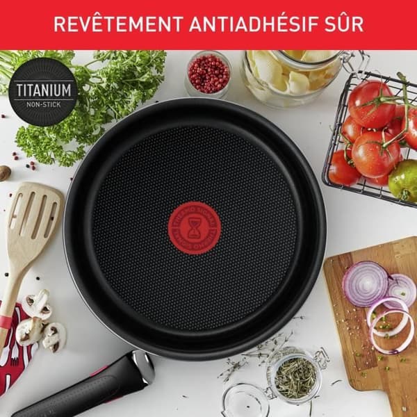 TEFAL INGENIO Easy Plus Sauté Pan 24 cm + Lock + Handtag, Non-induktion, Non-stick beläggning, Made in France L1509002