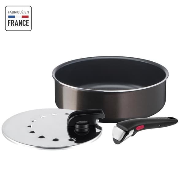 TEFAL INGENIO Easy Plus Sauté Pan 24 cm + Lock + Handtag, Non-induktion, Non-stick beläggning, Made in France L1509002