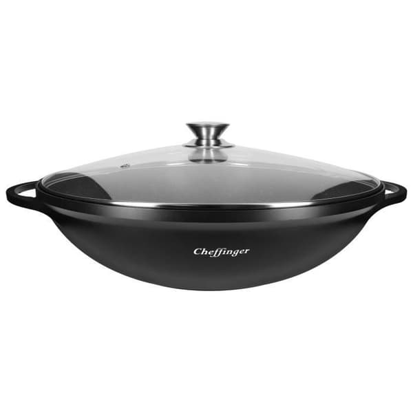 Wokpanna - Cheffinger - 40cm - Glaslock - Non-stick beläggning - Marmor effekt