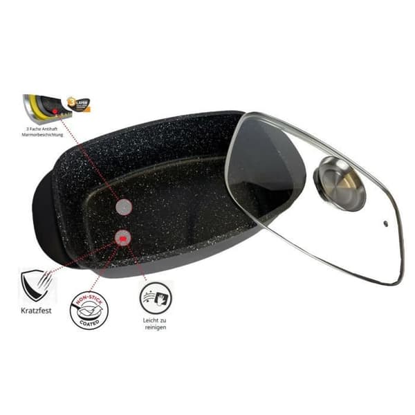 Grytlock Induktionsstekpanna Marmorerad beläggning Gjuten aluminium 32cm