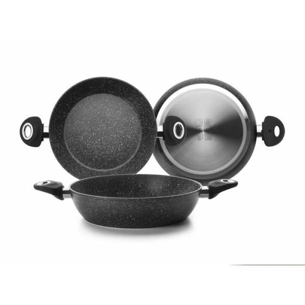 IBILI - Honda stekpanna med 2 Natura handtag, 32 cm, aluminium, non-stick i stenstil, kompatibel med induktion