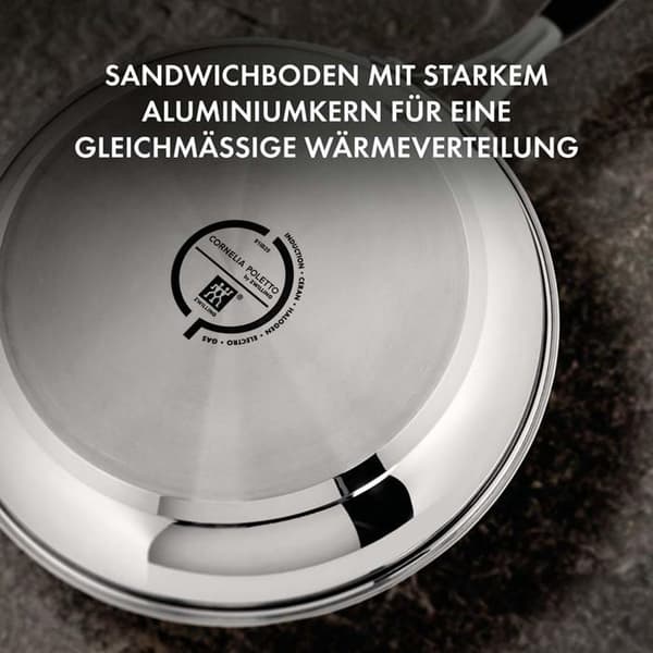 Zwilling stekpanna - 65249-280-0 - Stekpanna, 18/10 rostfritt stål, 28 cm, Svart Silver, Poletto-serien