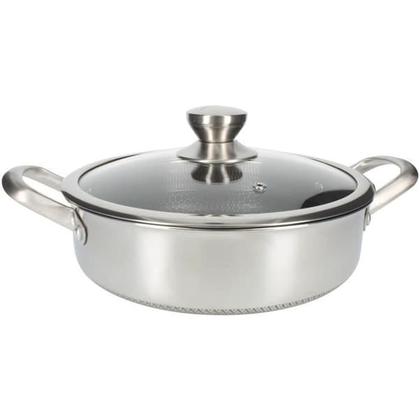 24 cm sautépanna med lock Cheffinger i premium non-stick rostfritt stål silver
