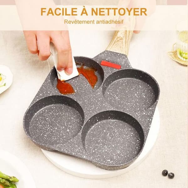 4-plats stekpanna, non-stick aluminium frukostpannkaka och omelettpanna, för gas- och induktspis