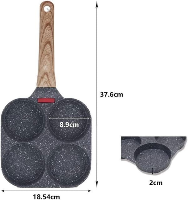 4-plats stekpanna, non-stick aluminium frukostpannkaka och omelettpanna, för gas- och induktspis