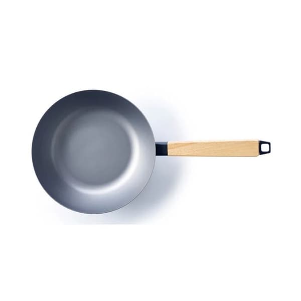 Wokpanna - Nomad - 31 cm - Kolstål - Handtag av akaciaträ - Naturligt non-stick