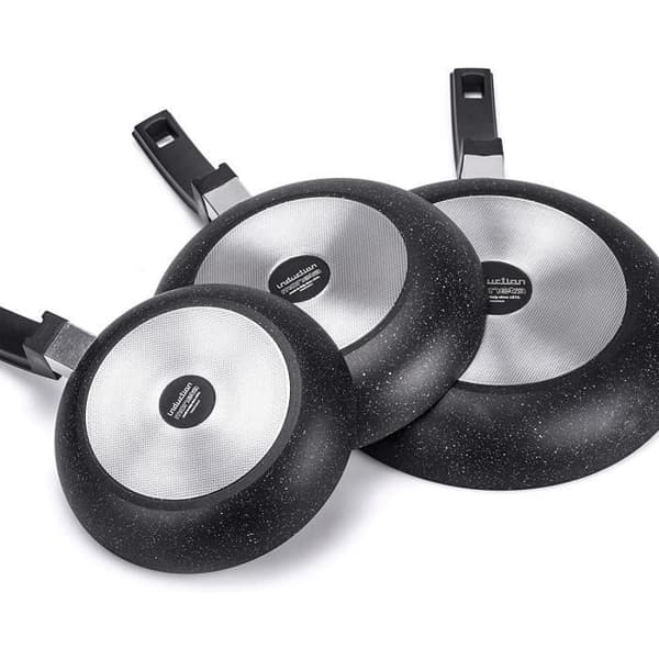 ALLUFLON Moneta Etnea Pannuppsättning, 3 bitar, Induktionskompatibel, 20-24-28 cm, Svart - 0011333393