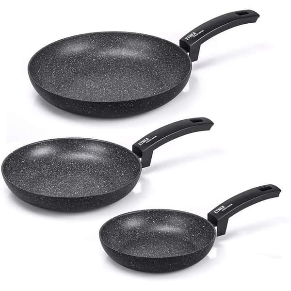 ALLUFLON Moneta Etnea Pannuppsättning, 3 bitar, Induktionskompatibel, 20-24-28 cm, Svart - 0011333393