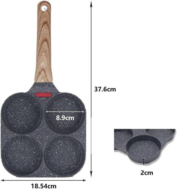 Stekpanna med 4 öppningar - Pannkaka och omelettpanna i aluminium med non-stick - svart - för gas- och induktionsspisar