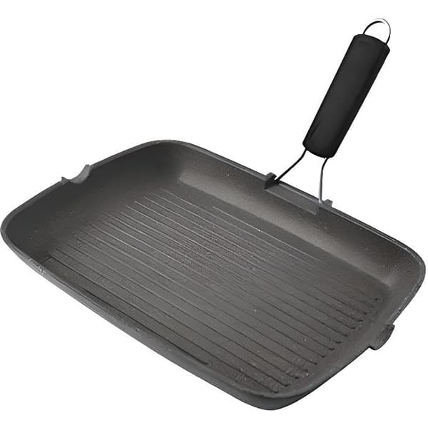 Inconnu H-H Rektangulär grillpanna i aluminium för induktion, handtag i silikon, svart 36x26 cm - 8003512576973