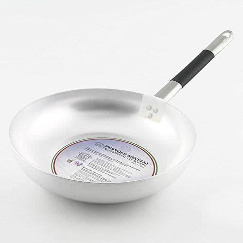 Pentole Agnelli Hög, vidgad stekpanna i aluminium, 3mm tjock, med coolt handtag i rostfritt stål, silver 32cm silver -